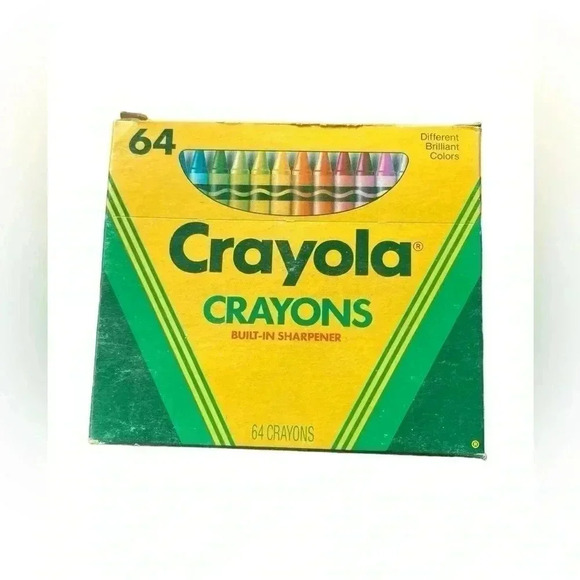 Crayola Crayons Binney &‎ Smith Sharpener Box of 64 W/ Indian Red 1990🔥VINTAGE! - Picture 1 of 7